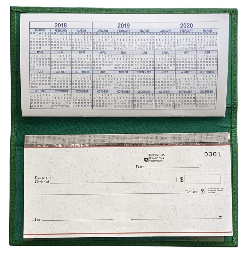 123 Cheap Checks Emerald Green Basic Genuine Leather Checkbook Cover For Men & Women - Image 2